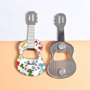 Abridor de Botellas con Forma de Guitarra de Aleación de Zinc Art Deco de <span class=keywords><strong>Sevilla</strong></span>, España, Personalizable, Tamaño Mediano, Imán para Refrigerador, Recuerdo Turístico, Venta al por Mayor - Product Image 1