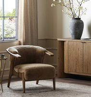 Fauteuil d'appoint en bois de chêne de luxe pour la maison, le bureau, fauteuil de salon contemporain confortable avec éponge pour une utilisation en intérieur dans le salon