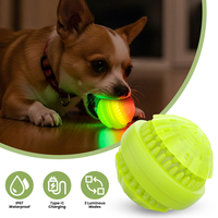 Balle à mâcher en silicone écologique de qualité alimentaire pour animaux de compagnie IPx7 étanche rechargeable RGB LED allumant chien jouets à mâcher balle