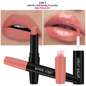 Hot Sale OEM <b>Custom</b> 2-in-1 Dual End <b>Lipstick</b> Set Matte <b>Lipstick</b> Lip Gloss Moisturizing Long Lasting Non Transfer Private Label - Product Image 6