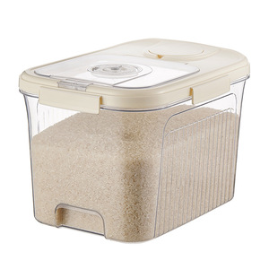 Caja de almacenamiento de arroz de 20 kg, hermética, con tapa abatible, rectangular, de calidad alimentaria, para granos enteros y arroz - Product Image 3