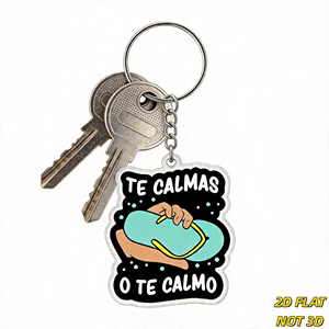 พวงกุญแจ Te Calmas O Te Calmo แบบอะคริลิก ดีไซน์ลายคำพูดภาษาสเปนตลกๆ รูปแบบรองเท้าแตะ น้ำหนักเบา ขนาดเล็ก - Product Image 4