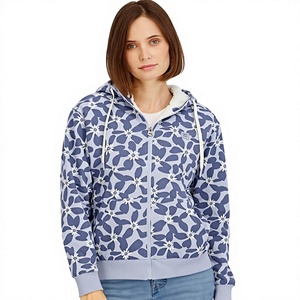 Sudadera con Capucha Estampada Floral, Forro Polar Ecológico, Corte Regular, Informal, Tejido de Punto, Poliéster, Unisex, Ropa de Invierno - Product Image 1