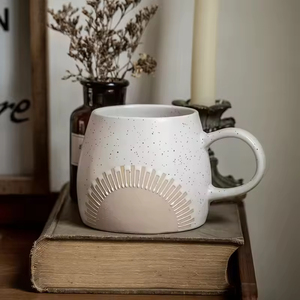 Wholesale New Creative Big Nordic Simple Embossed Crown <b>Ceramic</b> Coffee <b>Cup</b> Custom Handmade Gift Sustainable Reusable Food Safe - Product Image 4