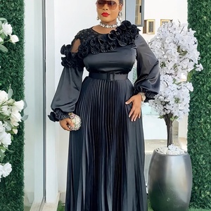 Vestidos de Mujer de Talla Grande, Estilo Imperio, Elegantes, Formales, Largos hasta el Suelo, de Satén, con Flores y Falda Plisada, Moda Transfronteriza entre Europa y América - Product Image 5