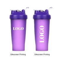 Bouteilles de shaker à protéines en plastique personnalisées avec logo, 600 ml, avec boule mélangeuse en métal intégrée, pour la salle de sport et les sports de plein air, sans BPA