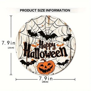 Panneau rond en bois fantôme d'Halloween pour décoration extérieure, plaque « Trick or Treat » en buis - Product Image 4
