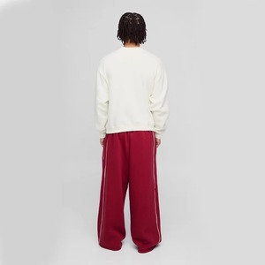 Pantalones Deportivos Rojos para Hombre con Cintura Elástica y Raya Lateral, Corte Holgado Informal, Tejido de Algodón de Peso Medio, para Otoño - Product Image 2