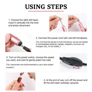Ponceuse à ongles électrique professionnelle portable avec embouts de ponçage et bandes abrasives - Product Image 4