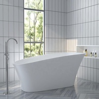 Baignoire autoportante en acrylique blanc brillant de 1,7 m, design moderne et luxueux, forme ondulée irrégulière, pour une immersion profonde