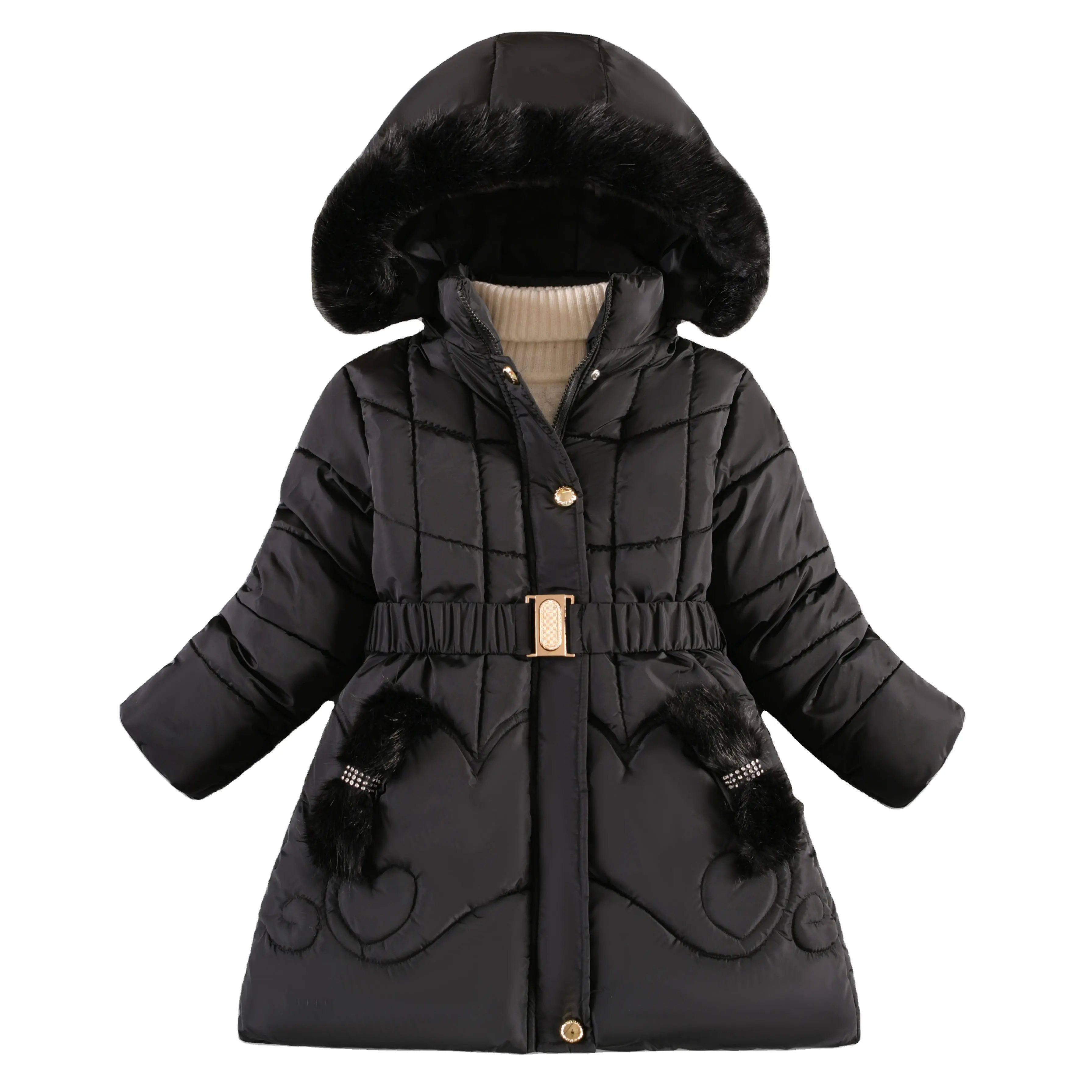 Toptan son tasarımlar moda kış sıcak tutmak uzun aşağı ceket kızlar genç kalın soğuk geçirmez kapşonlu rüzgar geçirmez ceket
