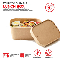 Boîte à lunch rectangulaire en papier kraft écologique, jetable, rigide, de qualité alimentaire, résistante à la graisse, pour sushis, nouilles, chips de pommes de terre