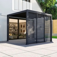 Pergola bioclimatique d'extérieur homologuée CE, auvent de patio, imperméable, motorisé, en aluminium, à lames orientables, gazebo pour balcon, cadre en bois et plastique