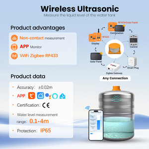 Moray MQTT HTTP Lorawan RS485 4G Zigbee Tuya App Radar Ultrasonic Oil Diesel Water Level <strong>Sensor</strong> <strong>Wireless</strong> Fuel Tank Level <strong>Sensor</strong> - Product Image 2