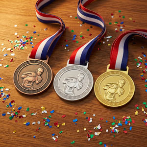 Médaille sportive personnalisée Or Argent Bronze pour la course de marathon, prix du champion, cadeau, logo personnalisé - Product Image 1