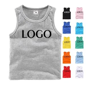 Logotipo personalizado Oem Crianças Colete Sem Mangas T-shirts Criança Verão Crianças Algodão Desgaste Verão Meninas Meninos Crianças Tank Top