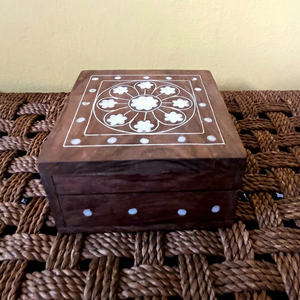 Handmade Arabic Wooden Mother of Pearl Jewelry <b>Box</b> Decorative Lid Storage Chest Premium <b>Keepsake</b> Container for Home Office Use - Product Image 1