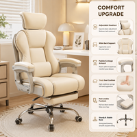 Chaise de bureau ergonomique pivotante en cuir PU moderne pour la maison, avec pieds en acier inoxydable, confortable et inclinable, idéale pour le gaming - Vente en gros