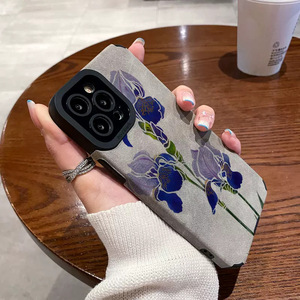 <span class=keywords><strong>Coque</strong></span> de téléphone portable en <span class=keywords><strong>cuir</strong></span> INS Flowers pour <span class=keywords><strong>iPhone</strong></span> 16 15 <span class=keywords><strong>11</strong></span> 17 Pro Max, étui rétro en daim, <span class=keywords><strong>coque</strong></span> arrière antichoc - Product Image 3