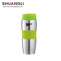 Haute qualité classique courbe Design presse couverture Silicone anneau antidérapant 304 acier inoxydable flacon à vide Auto voiture tasse