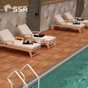 Teak 9 Slat Acacia Wood <b>Decking</b> Tiles Outdoor Interlocking Floor Tiles Anti-slip, Easy to Instal from Vietnam - Product Image 5