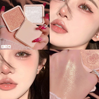 Eyeshadow berlian 2 warna kualitas tinggi Makeup Contouring Glitter krim Highlighter palet berkilau kustom Highlighter grosir