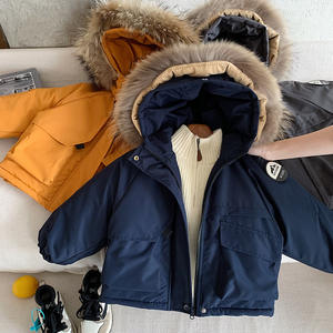 <span class=keywords><strong>Parka</strong></span> d'hiver pour enfants de style coréen avec col en fourrure véritable, doublure en polaire, veste en coton épaisse, garçons et filles, tendance et chaude - Product Image 3