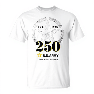 Camiseta del 250 aniversario del ejército de EE. UU. This We'll Defend, color blanco, talla para hombre - Product Image 2