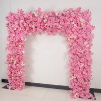 NINI Romantischer Hochwertiger Handgefertigter Rosa Seiden-Blumenbogen 8ft mit Gemischten Blumen für Hochzeitsdekoration