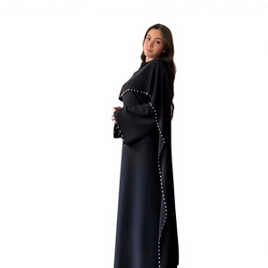 Vestido Abaya Informal Holgado para Mujer, con Cuentas, Manga Larga, Estilo Jalabiya Musulmana, para Eid y Ramadán, Transpirable y Ligero - Product Image 4