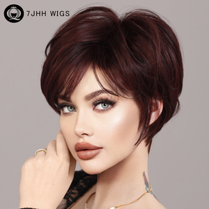 Light Brown Pixie Cut Synthetic Wig With Bangs Gemma – Her Wig Closet