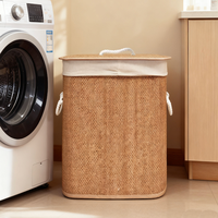 Nouveau panier à linge sale et de rangement polyvalent pour salle de bain, en bambou tressé, pour usage domestique - Collection 2026