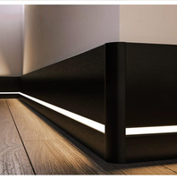Plinthe LED moderne en alliage d'aluminium avec canal de câblage pour éclairage arrière, accessoire de revêtement de sol durable pour hôtels et appartements