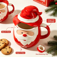 Mug en céramique en forme de Père Noël, 400-500 ml, résistant au lave-vaisselle, pour Noël, les fêtes à la maison, les boissons chaudes, emballage cadeau