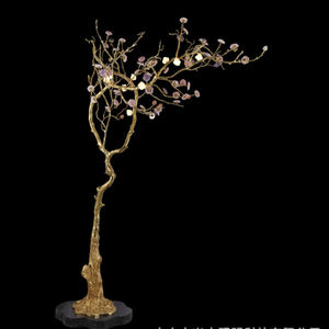 Laiton arbre lampadaire Art améthyste feuille if branche décorative salon entrée Foyer luxe cristal lampadaire - Product Image 1