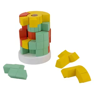 Jogo de empilhamento de blocos de madeira para crianças, jogo empilhador de arco-íris, jogo de construção em madeira, conjunto de haste lógica