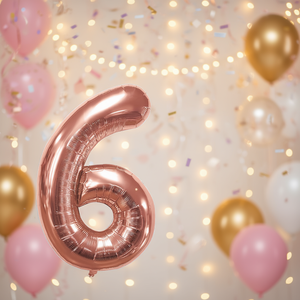 Globo Metálico con Número 6 en Color Oro Rosa de 80 cm para Fiestas Infantiles - Product Image 3