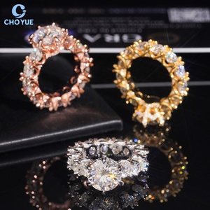 Gold Plated Moissanite Fully Band <b>Iced</b> Out Solid Sterling Silver 925 Hip Hop Jewelry VVS Moissanite Diamond Band <b>Ring</b> - Product Image 3