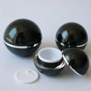 Luxe Lege Cosmetische Containers Kogelvormige Crèmepot 50G Plastic Zwarte Cossmetic Pot 50Ml