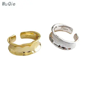 Wuqie Populaire Vrouwen Sieraden Vinger Ringen Concave Smooth Gold Plated 925 Sterling Zilveren Ring