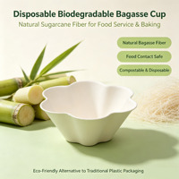 Composteerbare wegwerp schaaltjes van suikerrietbagasse, bloeivormig, klein, voor ijs, fruitsalade, dessert, voorgerecht, catering