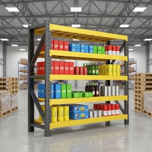 Boltless Adjustable Heavy Duty Load-Bearing 300kg/Layer Iron 4-Layer Industrial <strong>Storage</strong> Shelf <strong>Racking</strong> <strong>System</strong> - Product Image 3