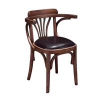 Chaise de salle à manger nordique moderne en bois massif avec dossier et accoudoirs rembourrés à design mobile pour salons de thé, cafés et bars