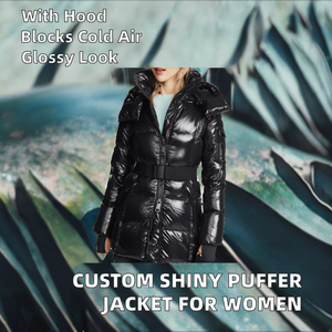 เสื้อแจ็คเก็ตพัฟเฟอร์แบบมีฮู้ดคุณภาพสูงสำหรับขายส่ง เนื้อผ้าไนลอนระบายอากาศได้ดี เป็นมิตรกับสิ่งแวดล้อม พร้อมปักโลโก้ตามสั่ง เสื้อโค้ทผู้หญิง - Product Image 2