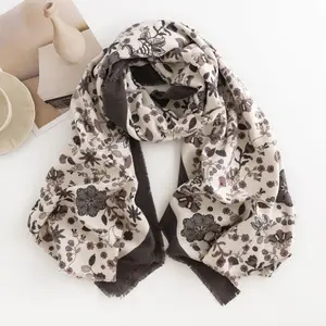 Wholesale Custom Logo Autumn Winter Scarves Shawls Printed Cashmere Neck Scarf For Momen