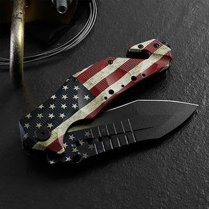 سكين جيب تكتيكي للنجاة قتالية قابل للطي بيد مسك مصنوعة من الألومنيوم والفولاذ المقاوم للصدأ 3cr13 بطلاء أسود ذو جودة عالية - Product Image 2