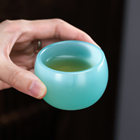 Tasse à thé en verre de jade vert, tasse de dégustation Kung Fu, glaçure colorée, faite à la main en Chine, mini tasse à thé de 50 ml, cadeau