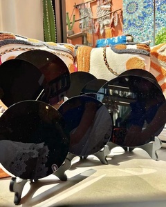 Venta a granel obsidiana negra natural espejo mágico cristales curativos artesanías de piedra semipreciosa para la decoración del hogar - Product Image 5