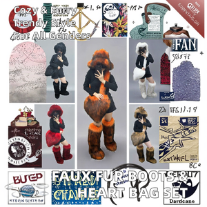 Bottes d'hiver pour femmes en fausse fourrure avec semelle intérieure en TPR, sac mignon en forme de cœur, bottes de neige chaudes à plateforme en peluche, ensemble d'accessoires pour filles avec sac 'Love' - Product Image 2