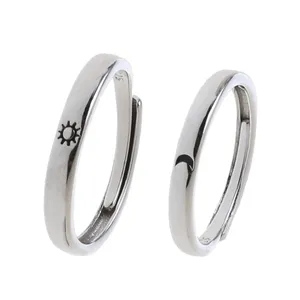 BNX ювелирные изделия 2 шт. Регулируемые кольца из стерлингового серебра 925 пробы парные обещают обручальные кольца для влюбленных его и ее набор